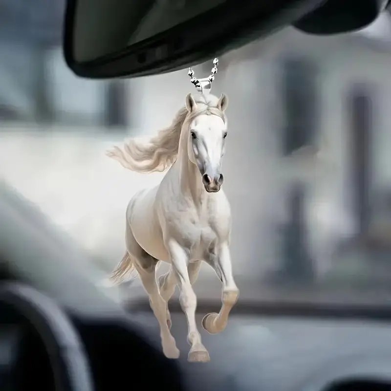 A Running Horse Keychain Cartoon creative big mouth horse 2d Acrylic pendant car key chain
