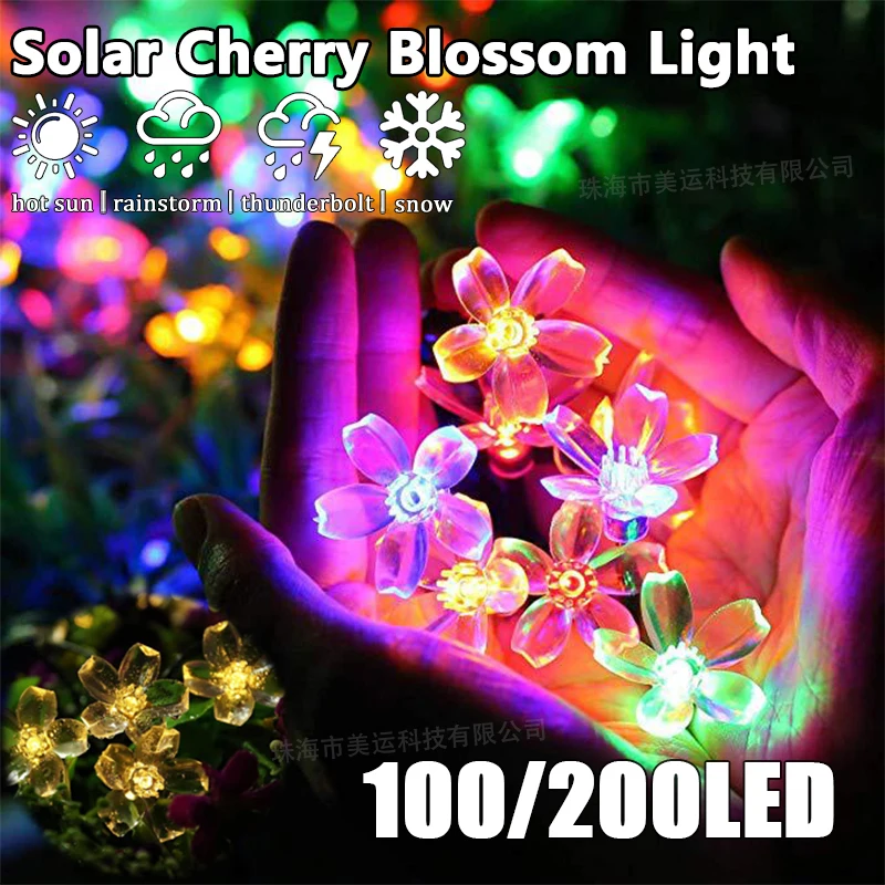 

Solar String Christmas Lights Outdoors 100/200LED 12/22M 8Mode Waterproof Flower Garden Blossom Lightings Party Home Decor Lamps