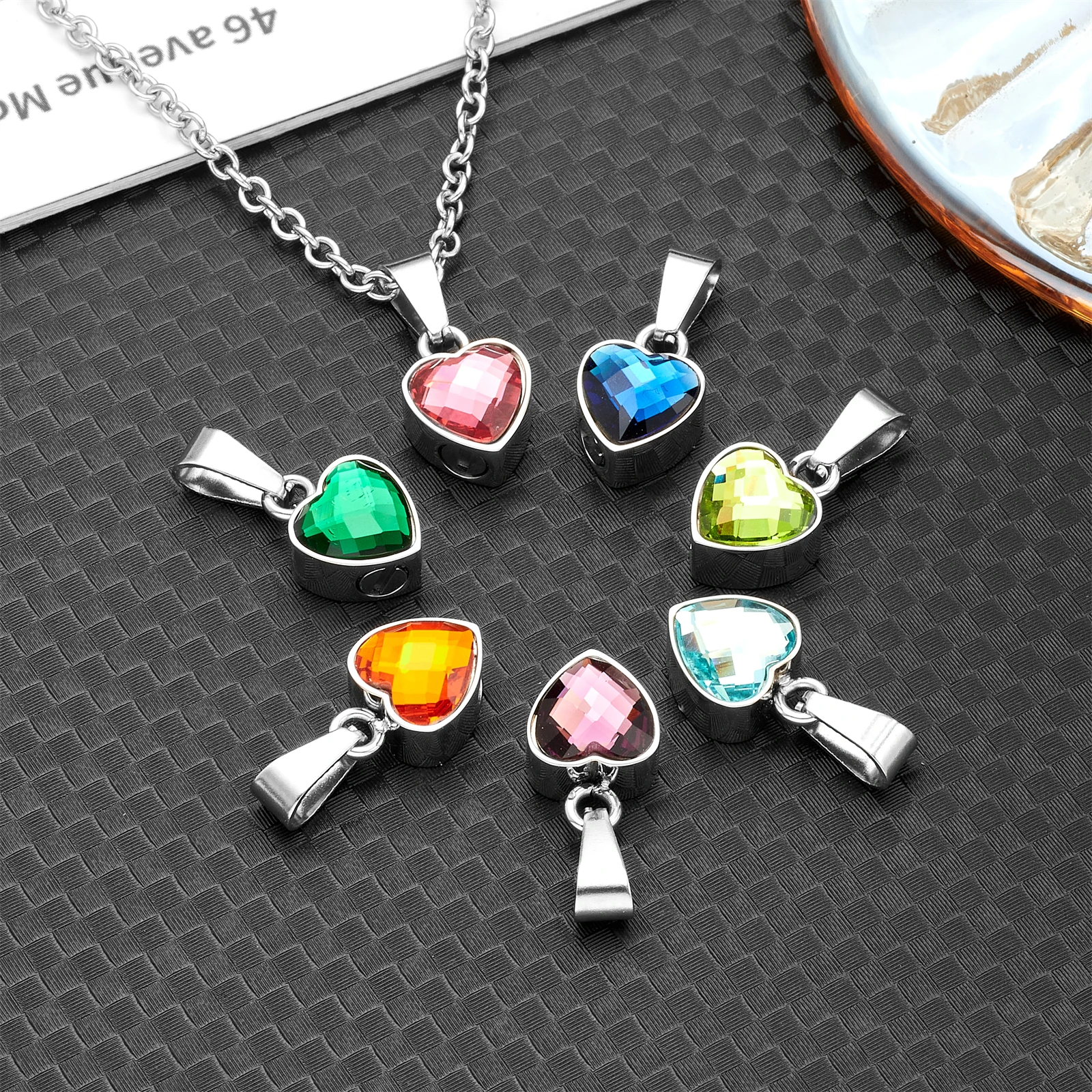 Stainless Steel Heart Urn Necklace with Birthstone - Cremation Jewelry for Human Ashes,  Keepsake Cremation Urn Jewelry