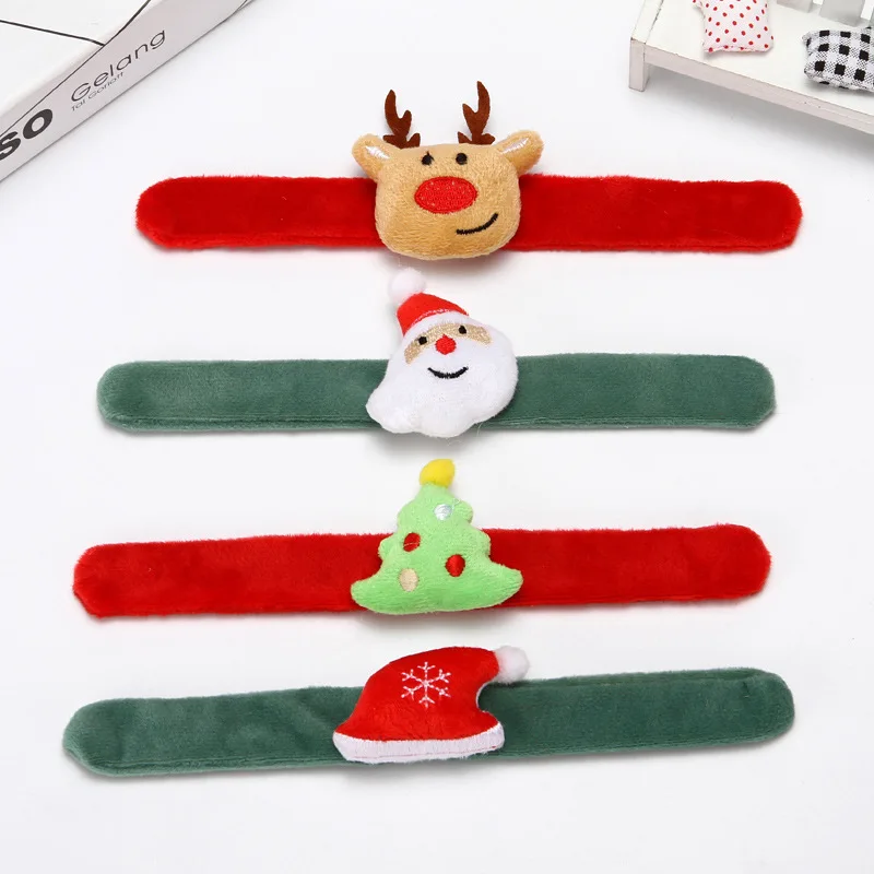 Christmas Slap Bracelet For Adult Children Xmas Slap Bands Plush Clap Circle Christmas Party Decoration