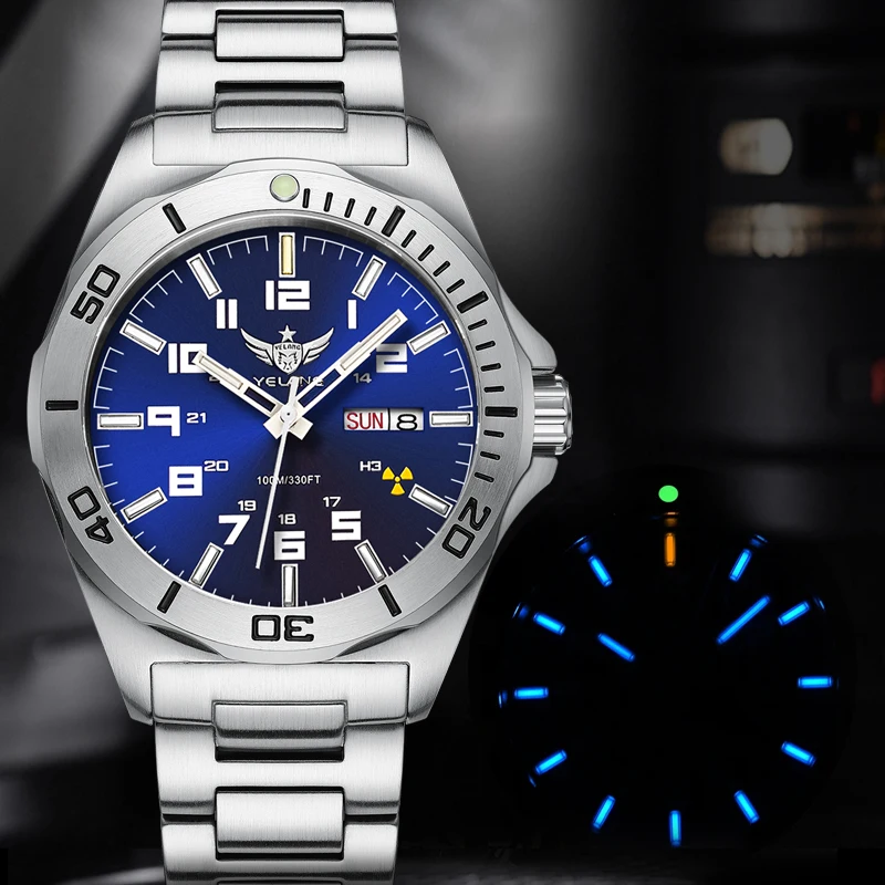 Yelang V1019 Marca 44MM Orologio da uomo NH36 100M PROFESSIONALE WATERPROOF Orologio meccanico automatico per immersione profonda Lente in zaffiro Reloj