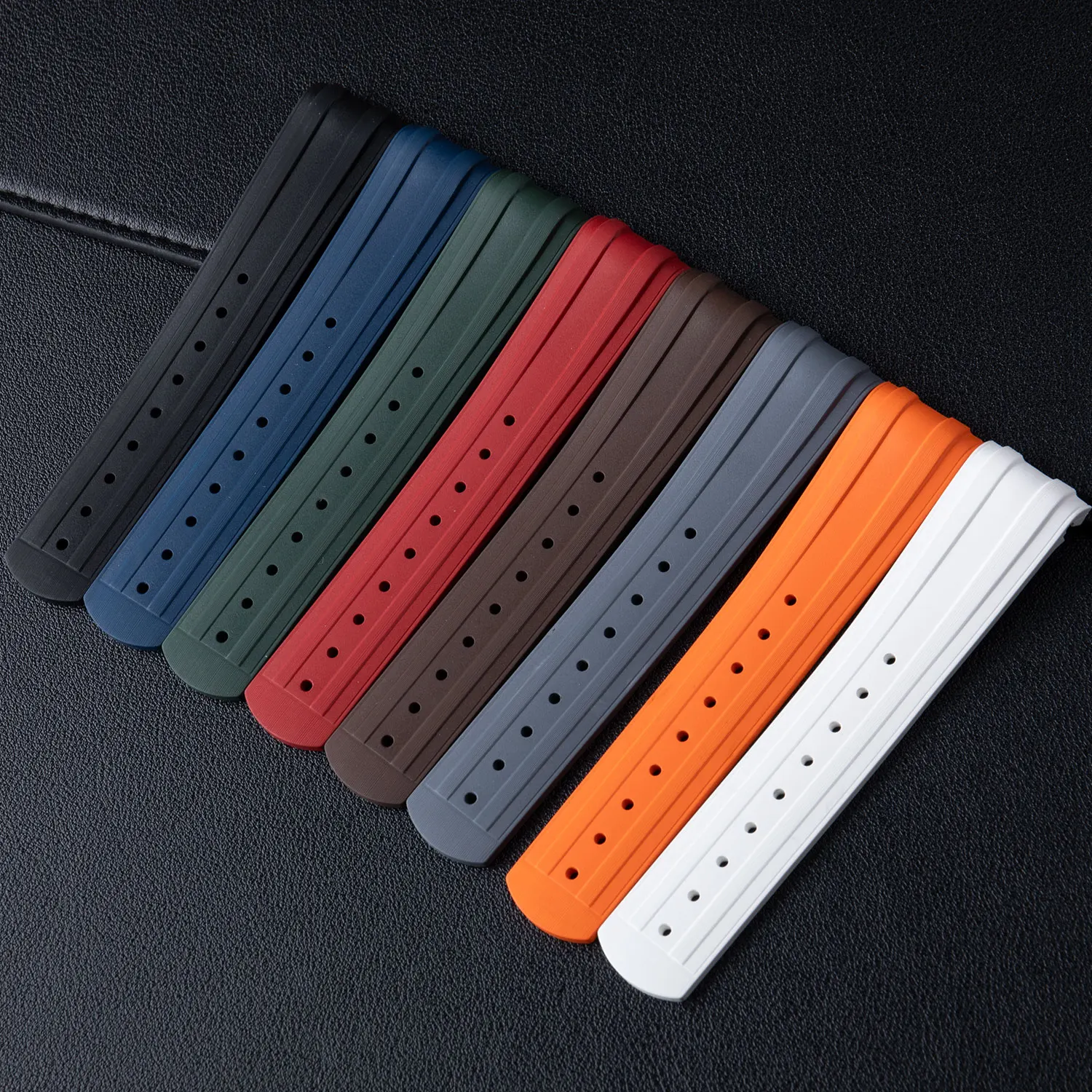 قسط الصف فلوروس المطاط منحني نهاية النمط الأصلي FKM حزام 20 مللي متر لأوميغا ساماستر 300 متعدد الألوان جيد أضعاف مشبك #3