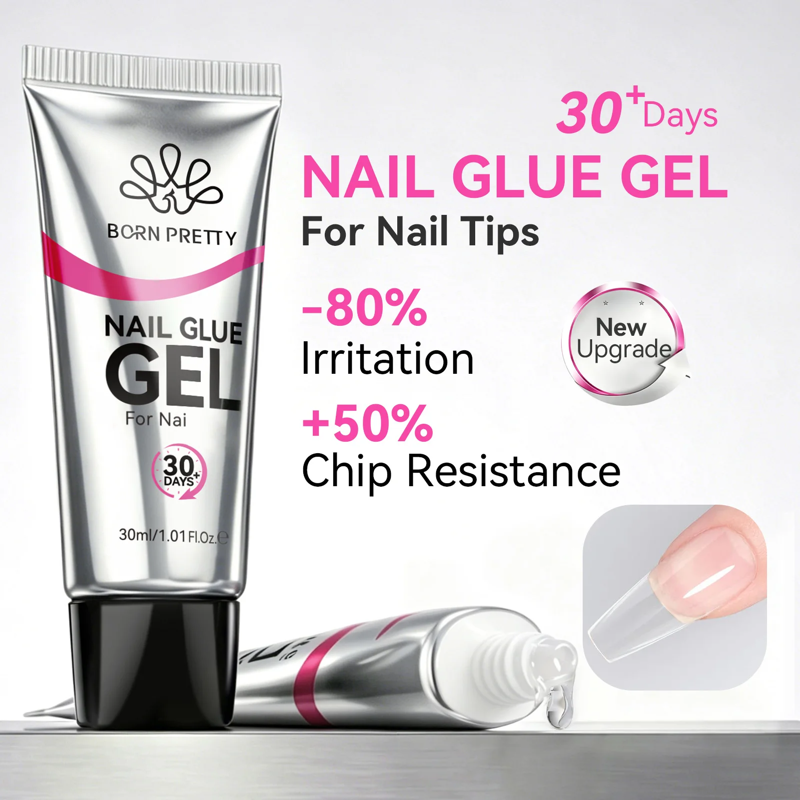 BORN PRETTY 30ml Clear Solid Nail Glue Gel Polish 3 in 1 3D Sculpting Molding Drawing Gel For False Nails Adhesive Manicure