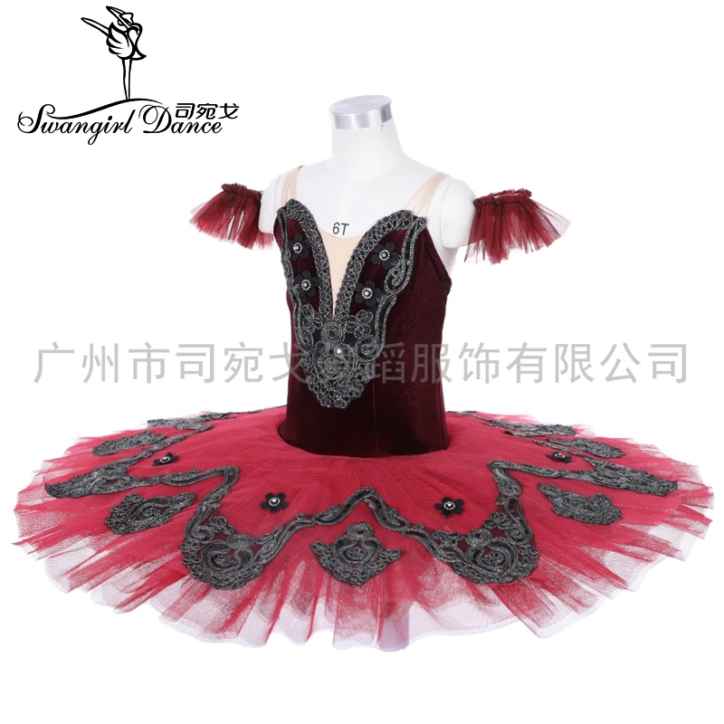 Women Burgundy Princess Florina Don quixote Ballet Tutu Girls Professional Classical platter tutu JY008D