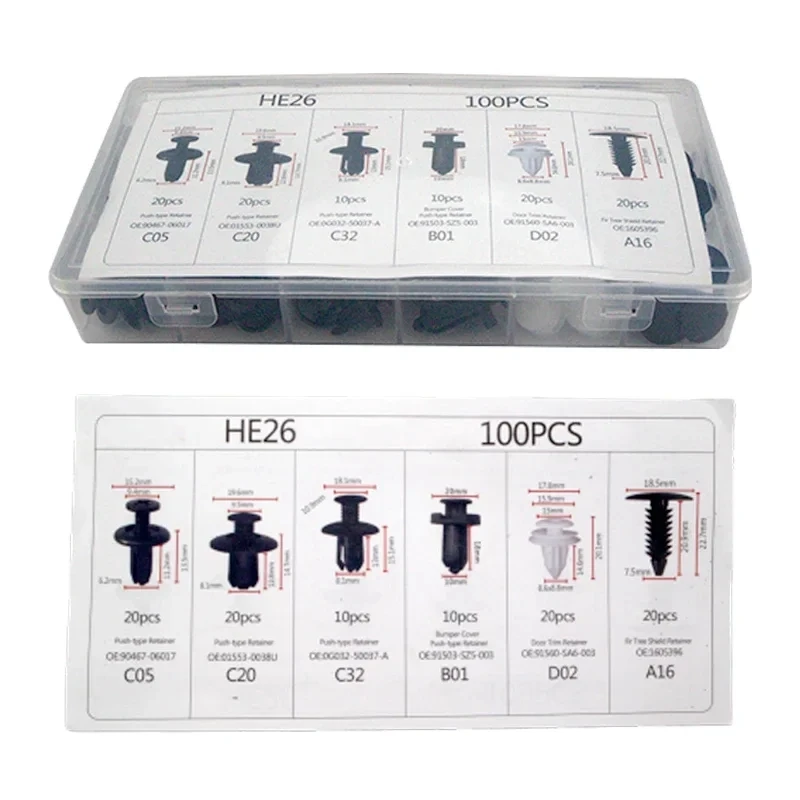 Auto Fastener Clip Mixed Car Body Push Retainer Pin Rivet Bumper Door Trim Panel Fastener Kit Car Clips Box or Bag packaging