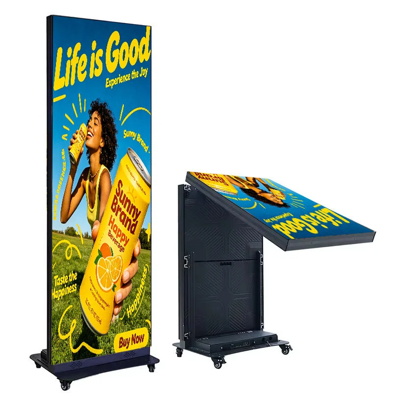 CE Certified P2.5 GOB Indoor LED Poster EU US Popular Foldable Portable HD LED Banner Commercial Retail Shopping Mall Display