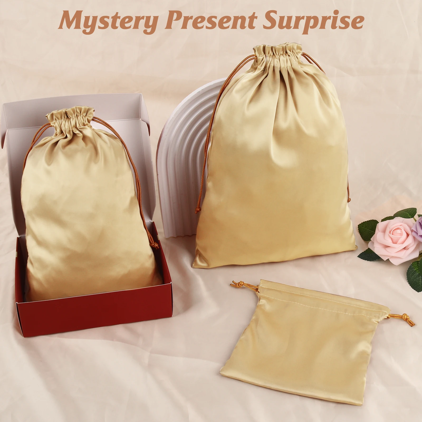 Spielzeug-Aufbewahrungstaschen, Satin-Seiden-Beutel mit Kordelzug, Verstellbare Geschenktasche, Faltbare Kleintasche für Damen und Herren, Unterwäsche, Sonnenbrillen, Kosmetik – Detail 2