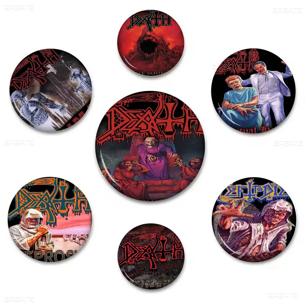 D-Deaths Mental Rock Band Runde Anstecknadeln mit Slogan, Kreative Broschen, Rucksack- und Kleidungsdekoration, Modischer Cartoon-Schmuck, Geschenke