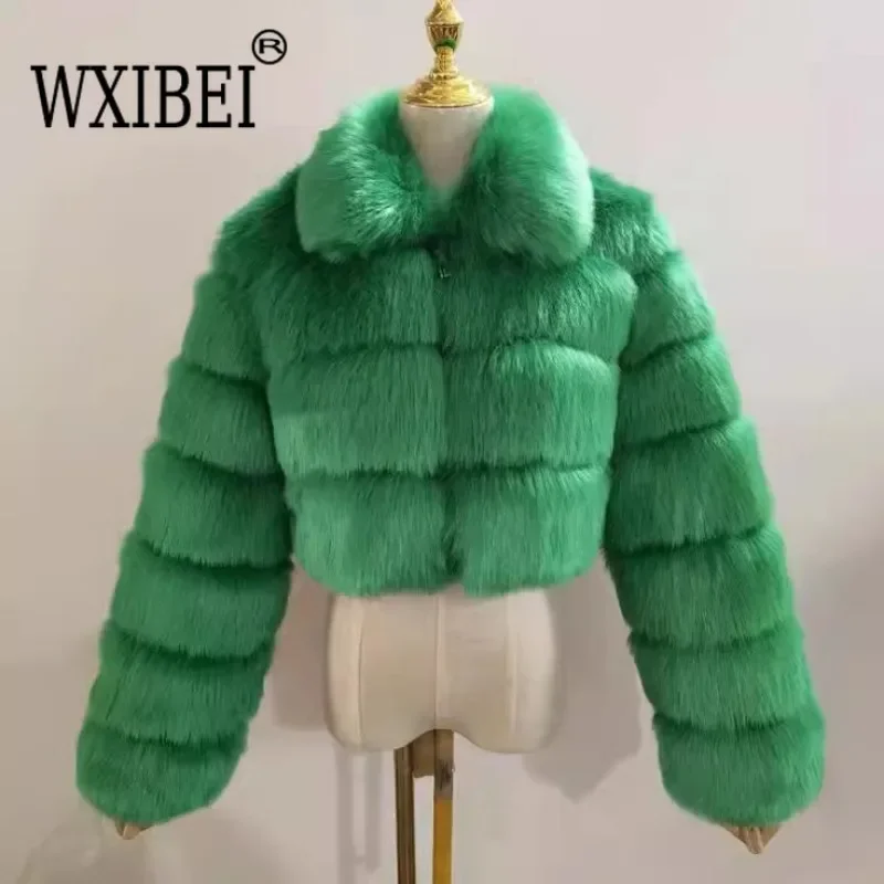 Casual White Black Fluffy Fall Winter Faux Fur Coat Women Short Jacket Long Sleeve Cropped Puffer Fur Jacket for Women Outwear