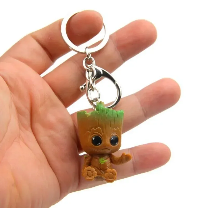 Anime kawaii spiderman dos desenhos animados groot chaveiro figura carro pingente crianças jóias acessórios brinquedos anime chaveiro presente