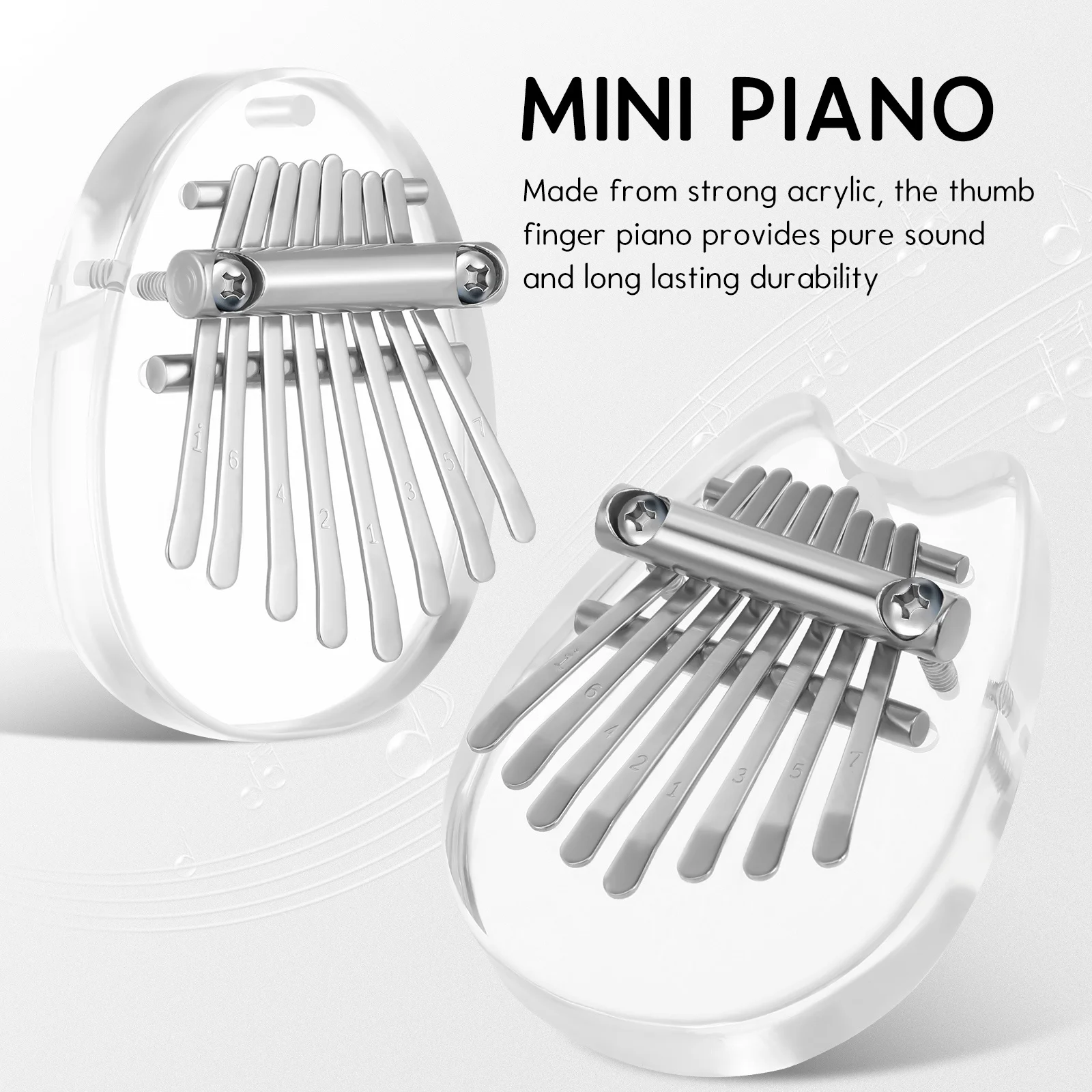 2 قطعة بيانو صغير الإبهام المحمولة كاليمبا 8-Note إصبع البيانو للمبتدئين الكبار جيب آلة موسيقية #5