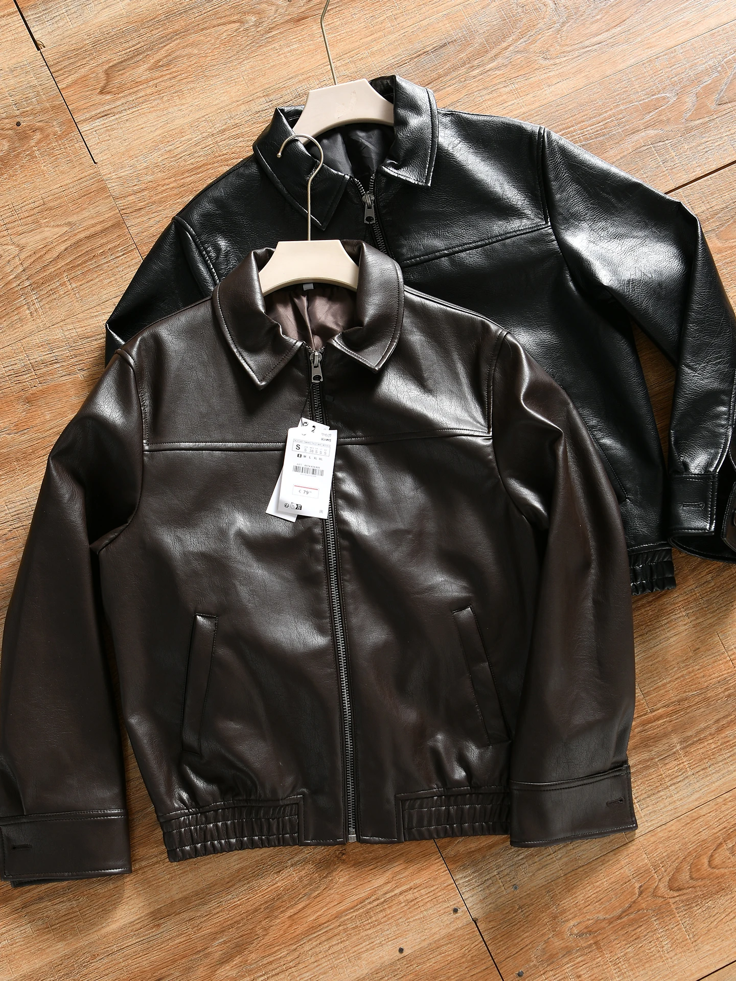 Nordic Style Men's Fashionable PU Leather Jacket Coat Autumn Winter Flip Collar All-Match Outerwear Trendy Standard Fit Jacket