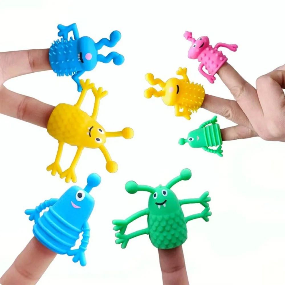 10 Peças Novas de Brinquedo de Dedo de Borracha Macia, Dinossauro de Desenho Animado Elástico, Brinquedo Anti-stress, Mini Boneca Calmante, Fantoche de Dedo para Crianças