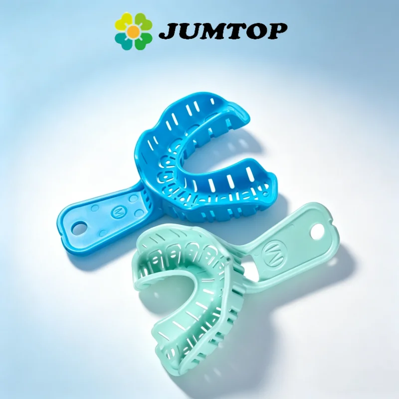 JUMTOP 2Pcs Dental Plastic Impression Tray S/M/L Full Mouth Removable Partial Mold Tray, Upper and Lower