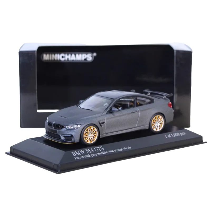 1/43 BMW M4 GTS 반투명 그레이 오렌지 휠, F82 합금 모델, 어린이 컬렉션 장식 장난감, 어린이 휴일 선물