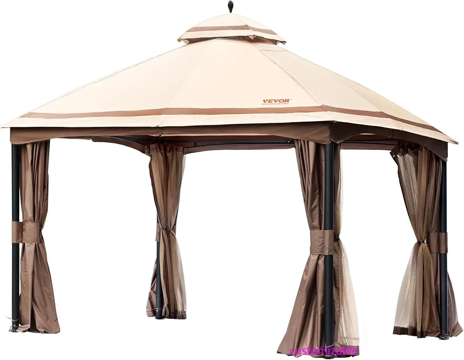 

Patio Gazebo for 10-12 Person, 10 x 13 FT Backyard Gazebo, with Mosquito Netting, Metal Frame, and PU Coated 180G Polyester