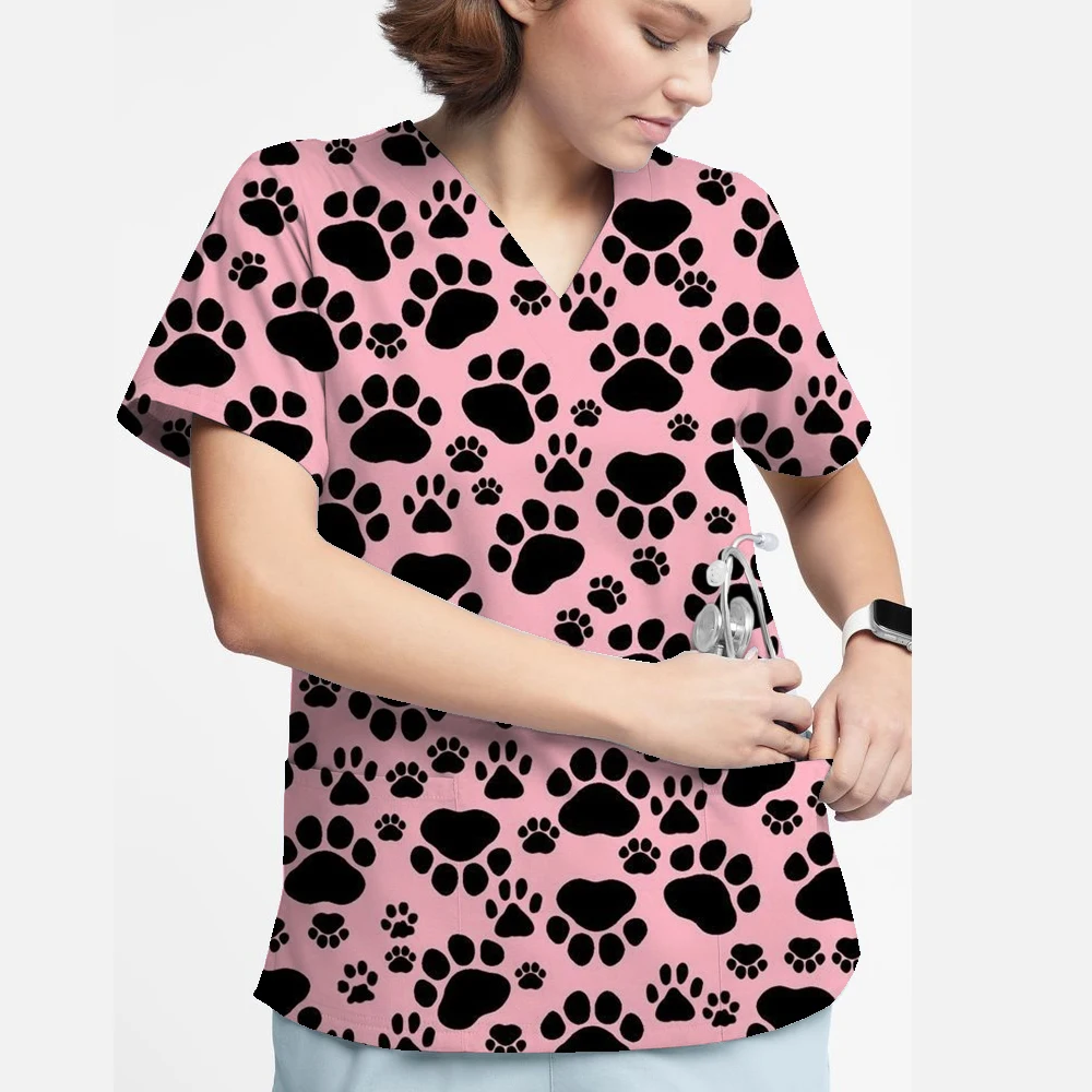 ผู้หญิงขัดเสื้อฟันพิมพ์พยาบาลพยาบาลชุดพยาบาลทันตแพทย์ Vet Clinic ผ่าตัดเสื้อทางการแพทย์เสื้อยืดผู้หญิง ﻿
