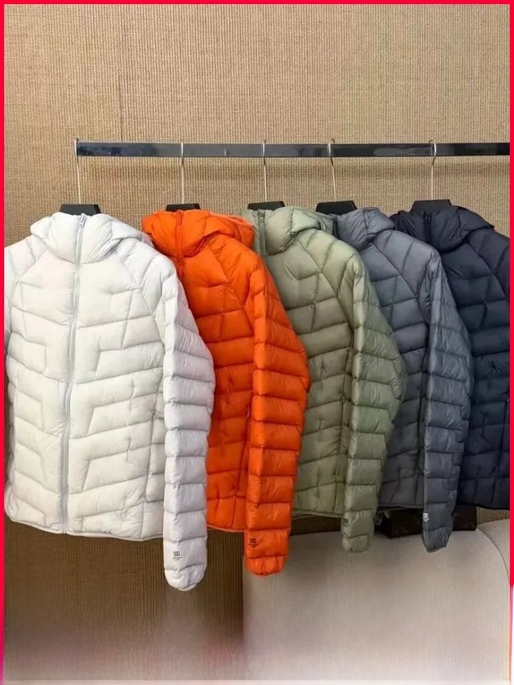 

Outdoor 0D Nylon Lightweight High Lo 85 down Hooded Jaet Couples Sle Warmth Windproof Mountain Climbing Casual Wear