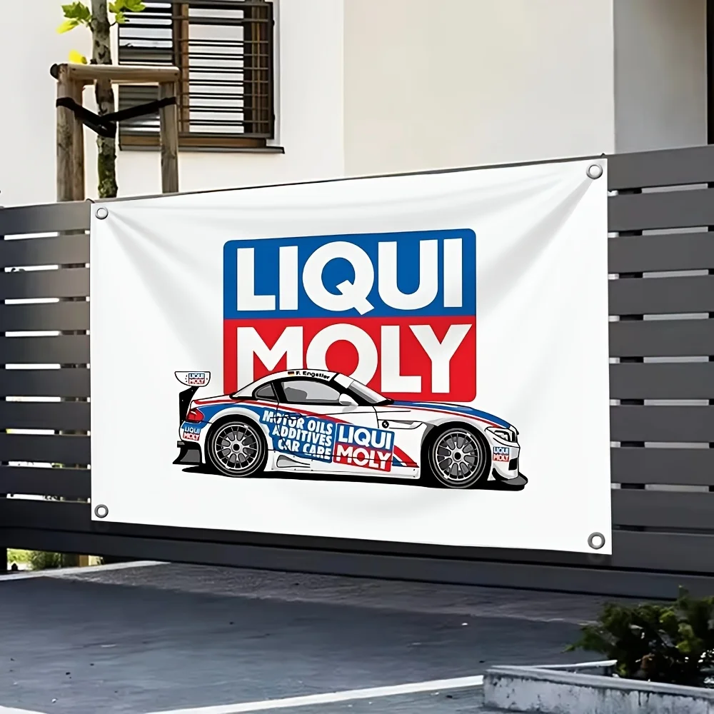 1 Piece of Liqui Moly Racing Flag - 4-Hole Design, Available in Features Eye-Catching Car, Racing Car, Motorcycle
