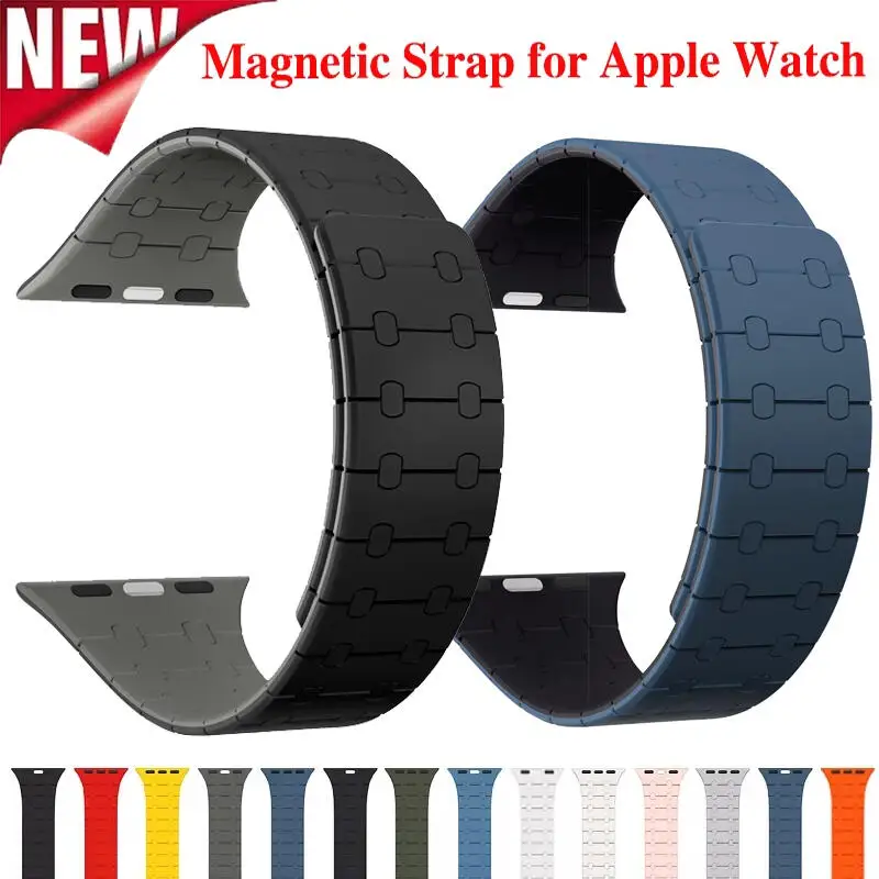 Magnetisches Silikonarmband für Apple Watch 9 8 7 SE3 6 5 40 mm 44 mm 45 mm 41 mm Ultra 2 3 49 mm Band für IWatch Serie 11 10 46 mm 42 mm