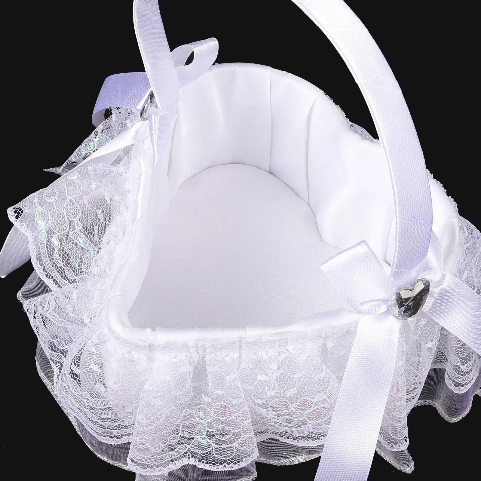 

Rose Petals Wedding Bouquet Basket Flower Baskets Lace Manual Small Arrangement Bridal Elegant Bridesmaid