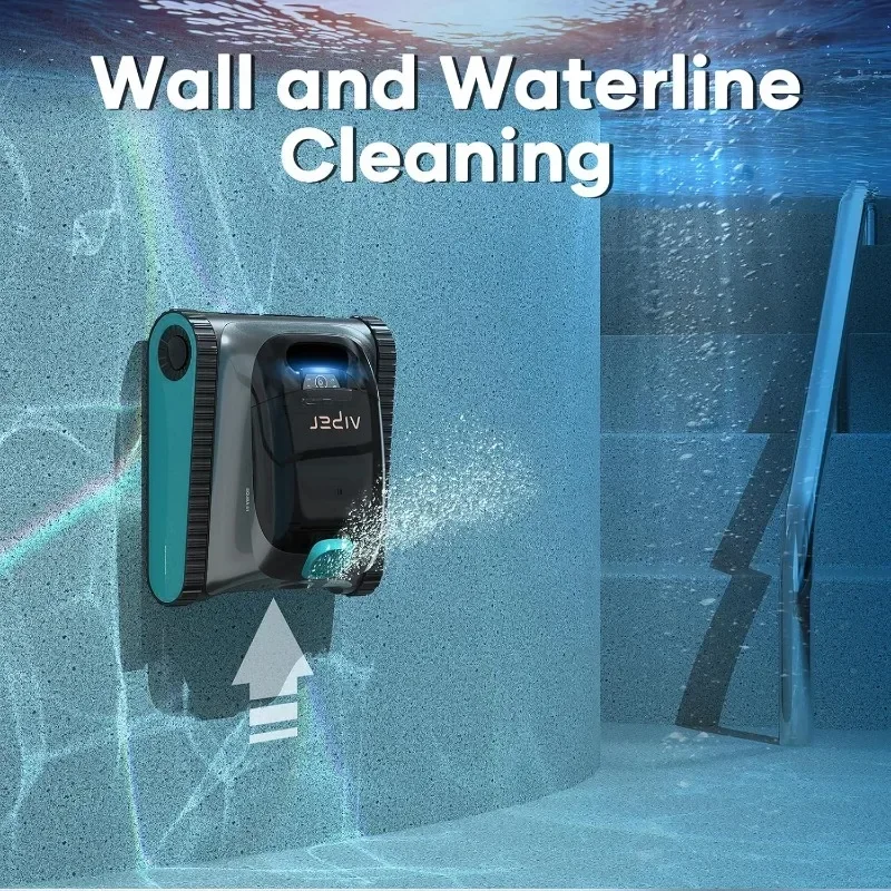 Wireless robotic pool cleaner that cleans walls and waterline, automatically vacuums all in-ground pools,