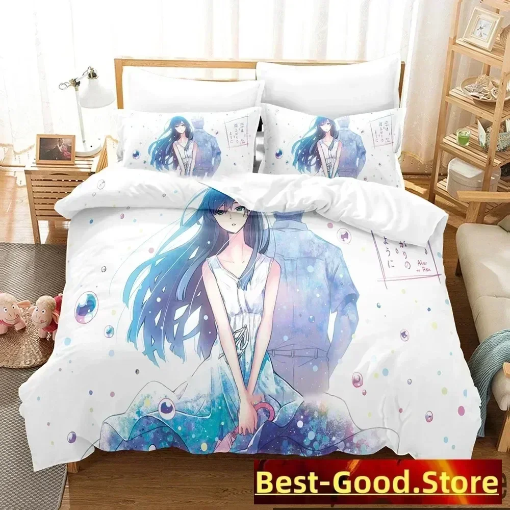 3D Print Anime After the Rain Bedding Set Duvet Cover Sheet Printed Bed Set Pillowcase Full Queen King Size Comforter Bedroom