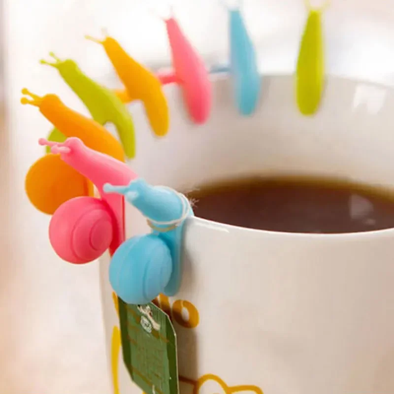 5pcs Exquisite Snail Shape Silicone Tea Bag Holder Cup Mug Candy Colors Cute Kichen Accessories Tea Accessories