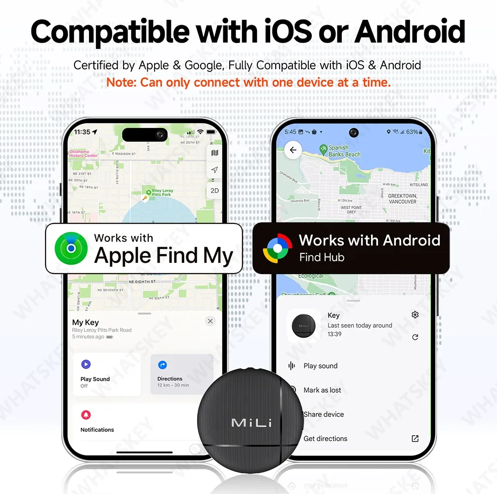 MiLi Dual System Works With Android & IOS Google Find Hub Smart Finder Luggage Tag Play Sound Key Locator Anti Lost Device Item