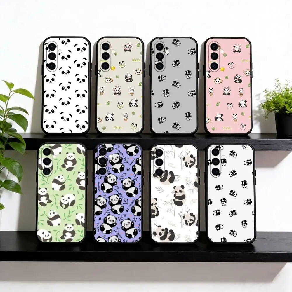 Chibi Panda Phone Case For Samsung Galaxy A73,A72,A71,A70,A53,A52,A51,Soft Silicone Black Cover
