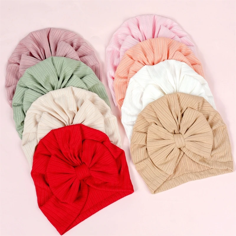 Baby Hat with Bows Infant Beanie Hat Fashion Turban Newborn Head Accessories image 5