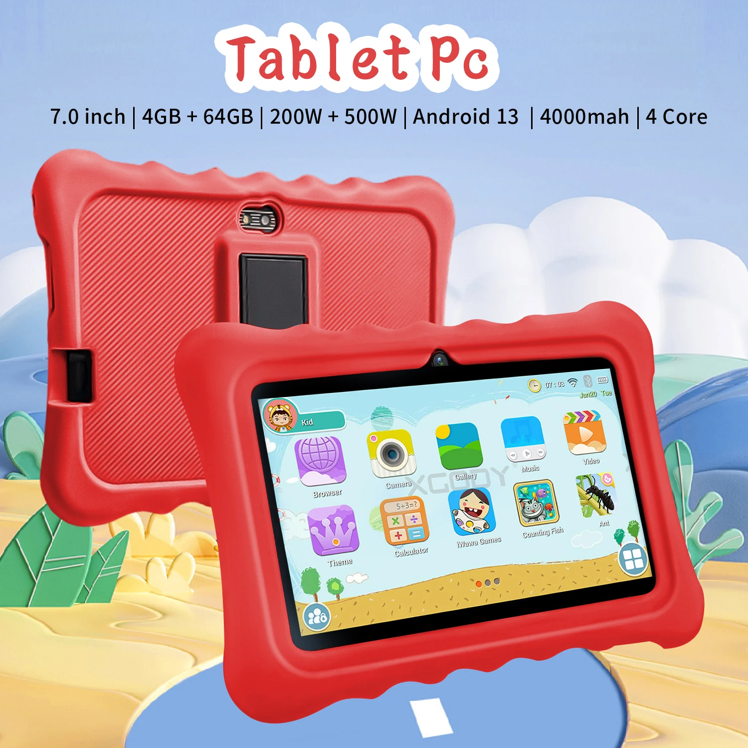 Imagem -05 - Tablet Quad Core Infantil 5g Wifi Android 12 4gb de Ram 64gb Rom Câmeras Duplas Novo