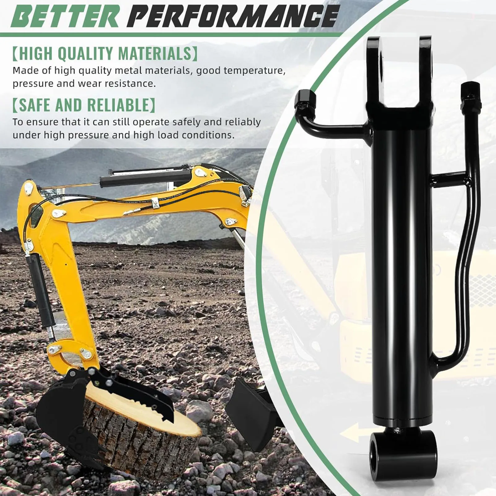 25mm/0.98in Hydraulic Cylinder Compatible with Mini Excavator Attachment Below 3 Tons Mini Excavator Thumb Cylinder