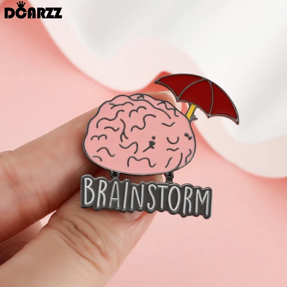 DCARZZ Lovey Brain Enamel Brooch Creative Brainstorm Medical Pin Jewelry Backpack Lapel Hat Badge for Doctor Nurse