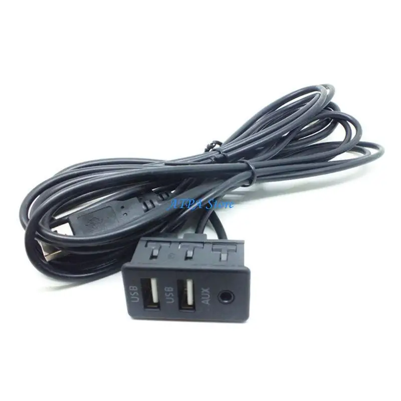 

U13C Vehicle AUX USB Extension Panel Cable Dual USB Power Adapter for Phone