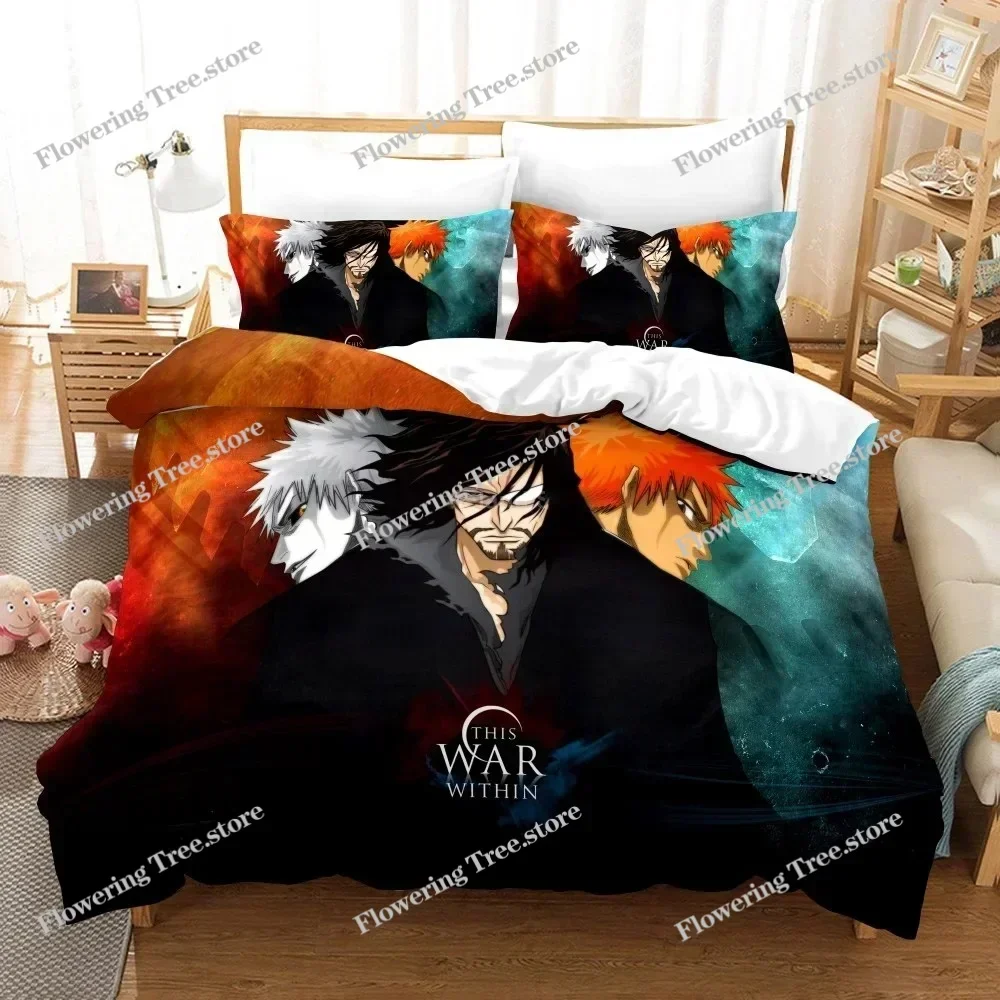 Anime Bleach Toushirou Ichigo Duvet Cover Pillowcase Bedding Set Double Twin Full Queen King Adult Kids Bedclothes Quilt Cover