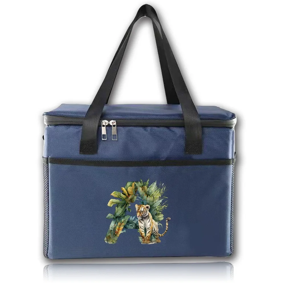 Lunch Bags Thermal Insulated Bag Storage Handbag Simplicity Food Tote for Unisex Organizer Boxes Jungle Tiger Letter Pattern