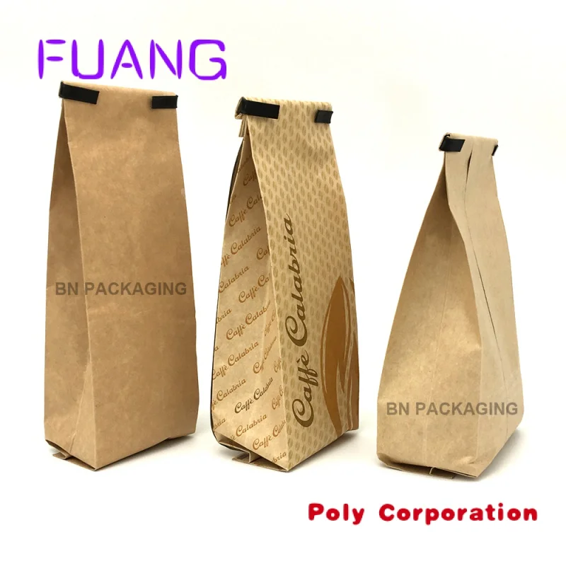 Custom  china factory direct reusable high capacity brown kraft paper coffee bag with tin tie