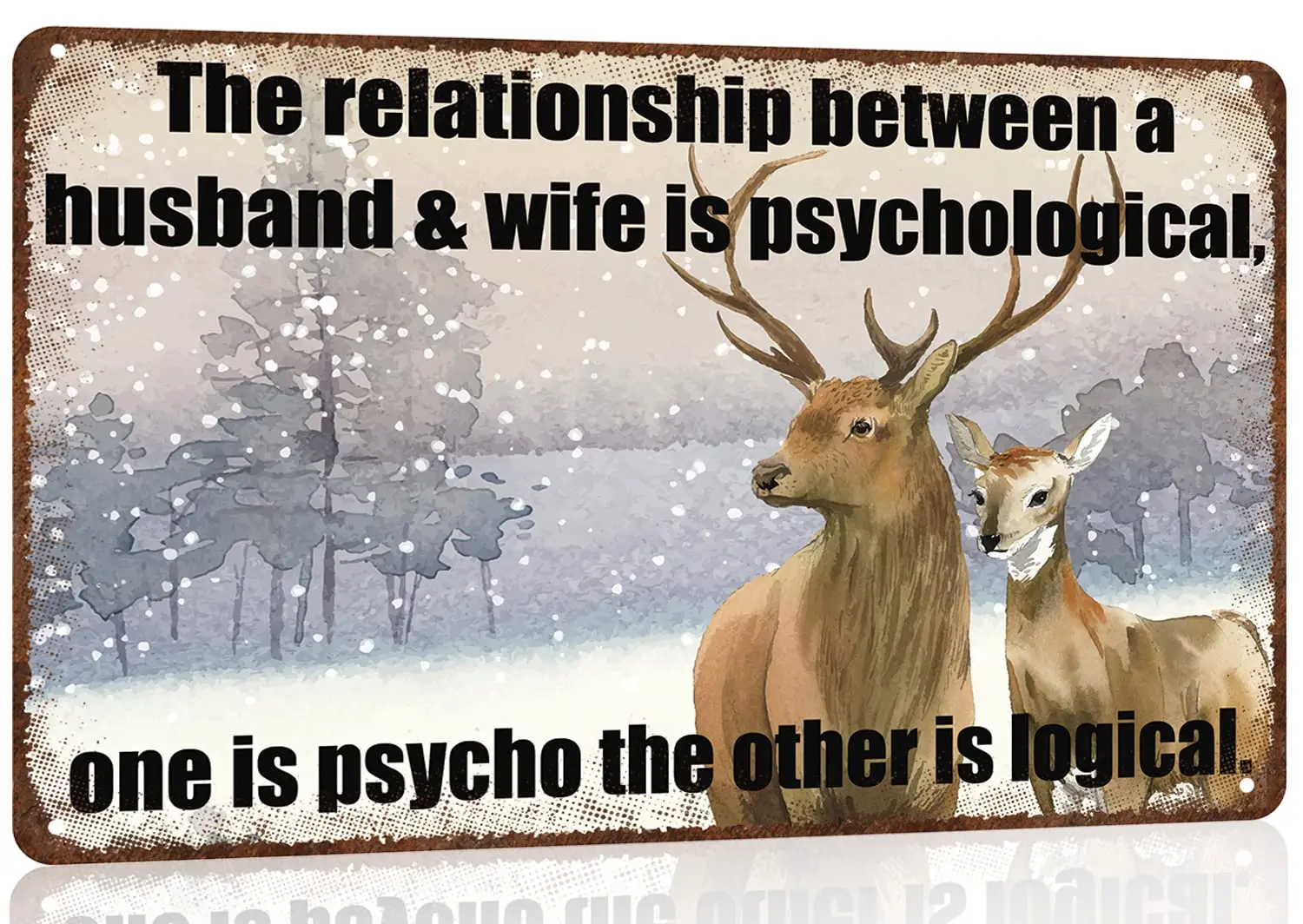 Funny Husband And Wife Relationship Definition Novelty Design Vintage Tin Sign,Retro Deer Couple Signs,Funny Home Decor/Wall Dec