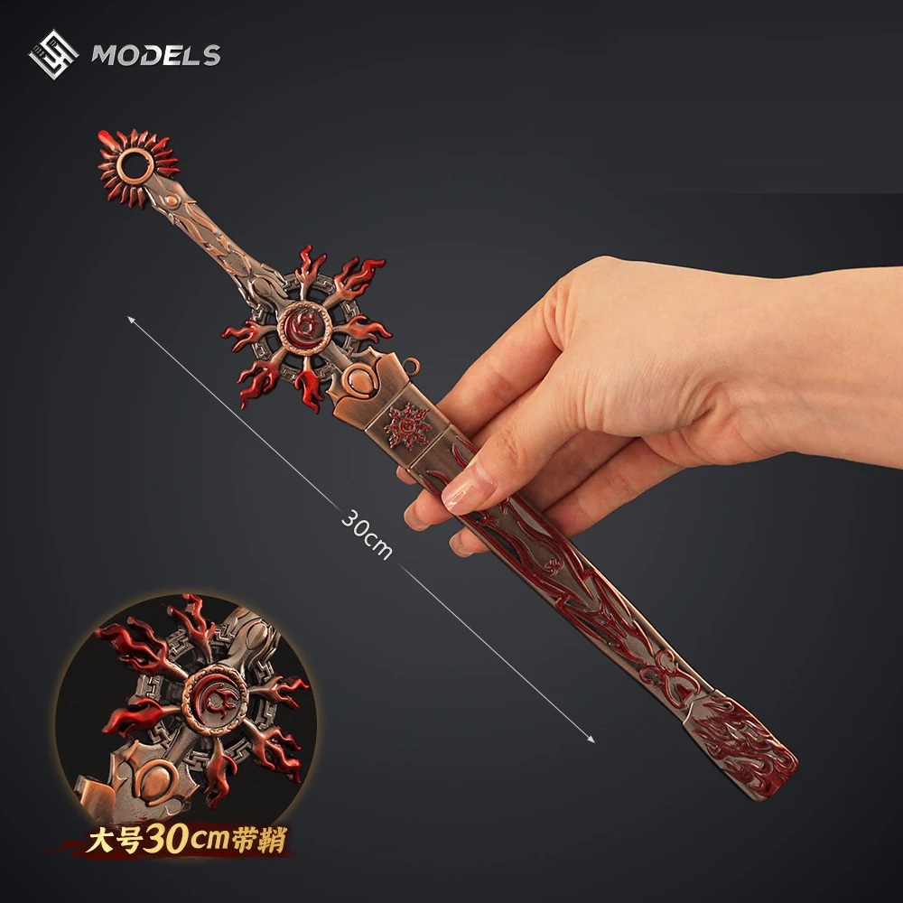 

30cm/11.81in Anime peripherals Golden Light Puppet Show Age Sword Metal Weapon Model Collection Decoration Props Ornament Toy
