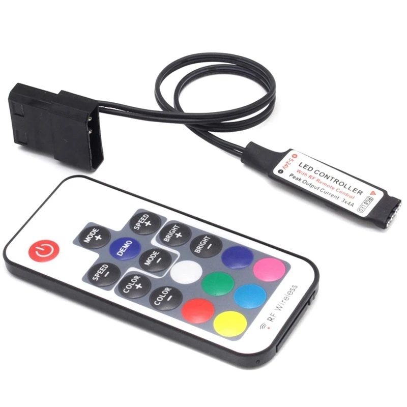 RF17 Keys Remote DC 12V Wireless Large 4 Pin RGB Controller for PC Computer Case 5050 RGB LED Strip Light