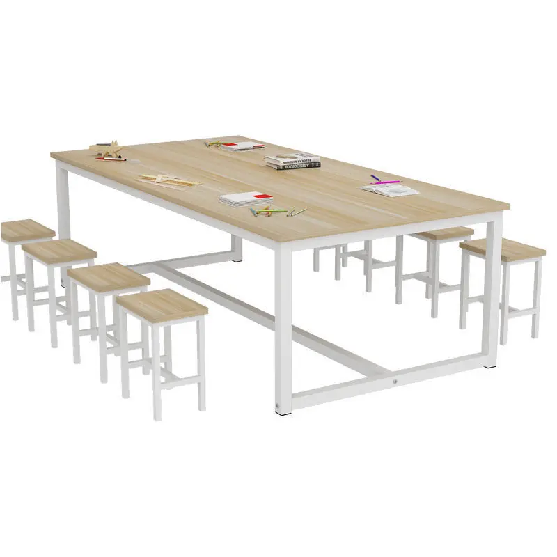 Primary school kindergarten color desks and chairs, studio art and handmade painting table