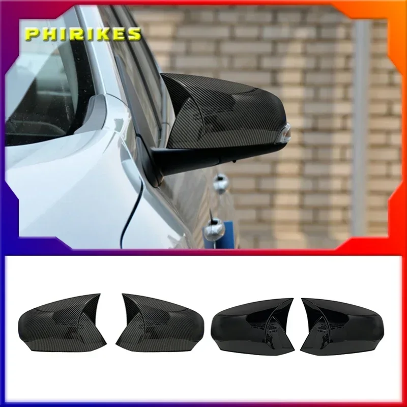 

New Bat Style High Quality Abs Plastic 2 Pieces Mirror Covers Caps RearView Case Gloss Black For Renault Fluance için 2010-2016