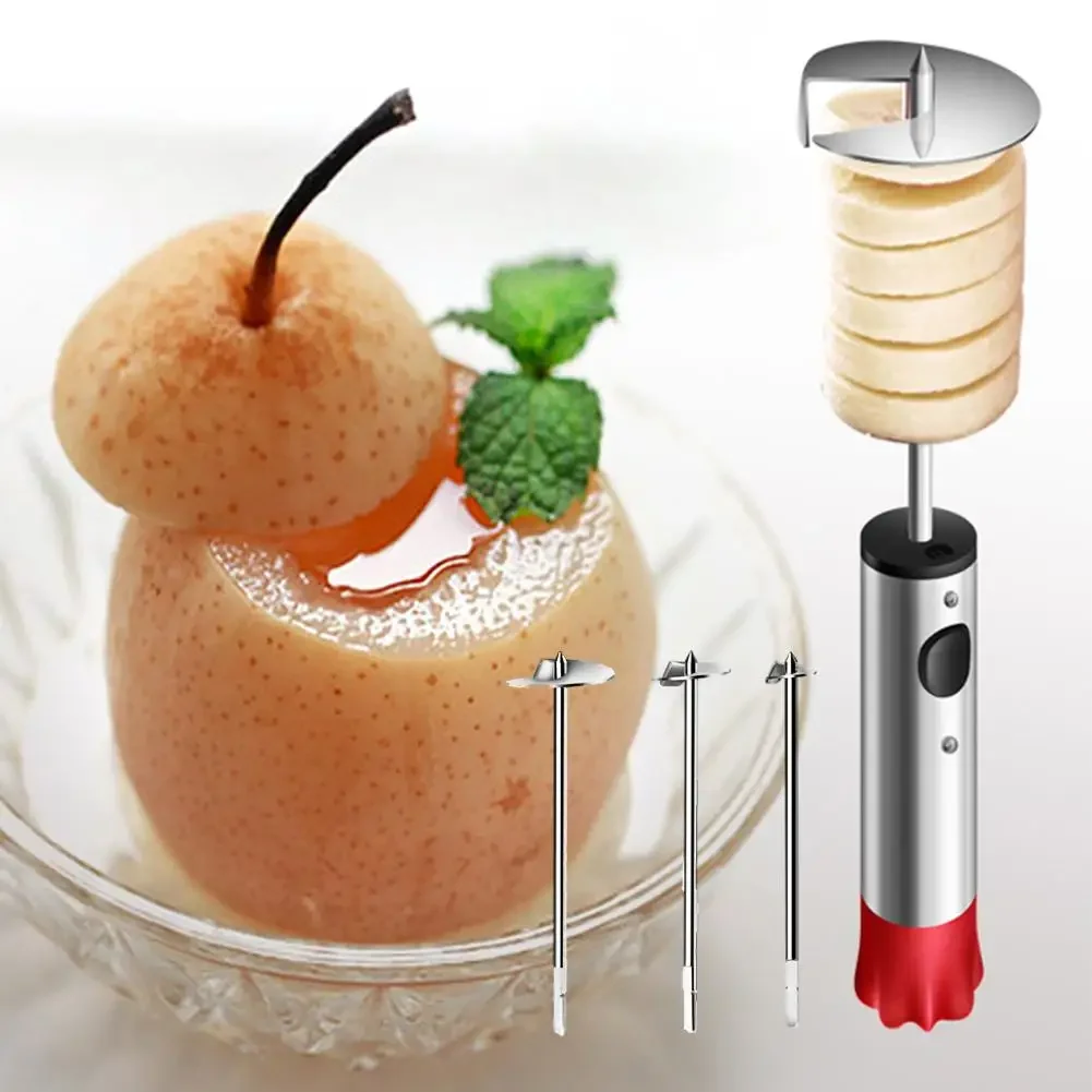 4pcs Replaceable Head Vegetable Spiral Cutter Vege Drill Spiralizer Digging Corer Device Device Corer for Stuffed Vegetables