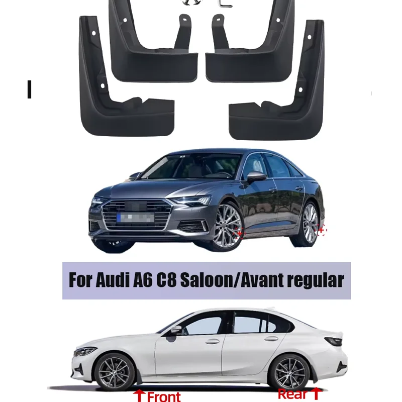 For Audi A6 C8 Saloon/Avant regular version MudFlaps Splash Guards Audi A6 C8 Mudguards 4pcs 2019-2025  NO-Drill