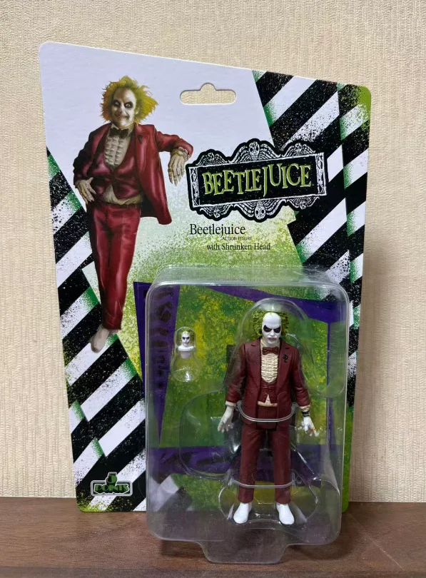 Mezco Toyz Beetlejuices gestreept pak/rode Tux 3,75" actiefiguur model pop garagekit