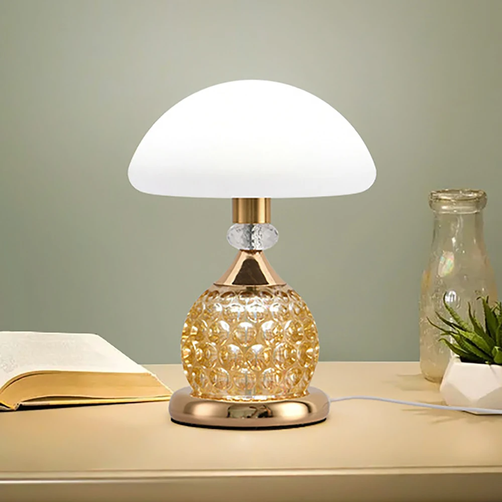 Bedroom bedside decorative lamp USB plug unlimited dimming mushroom table lamp Study reading lamp