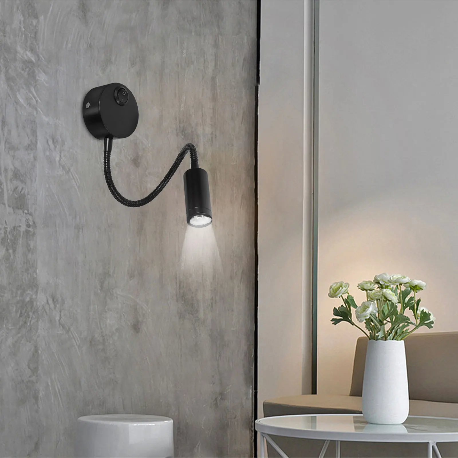 2 قطعة LED أباجورة 3 واط مرنة معقوفة الجدار الخفيفة مع غمد أسود اسطوانة ضوء لغرفة دراسة الممر ديكور