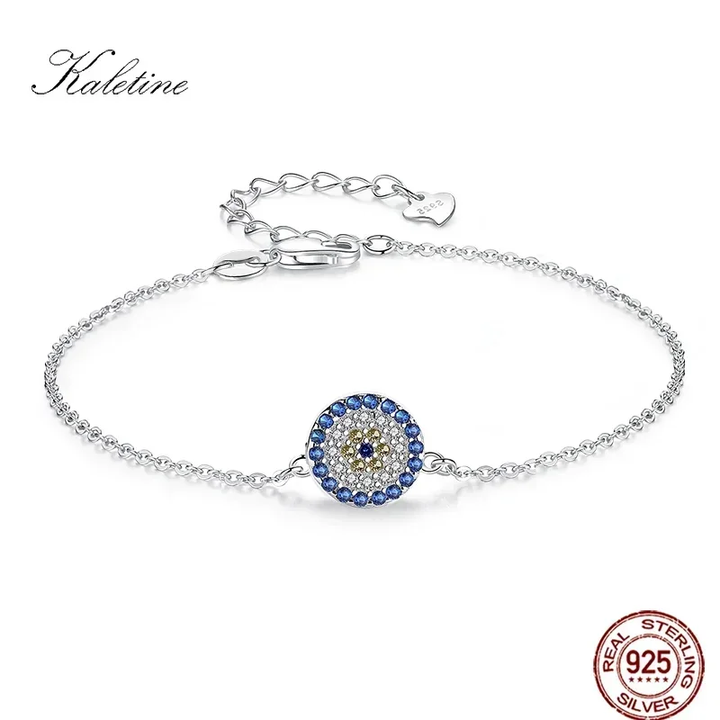 

KALETINE Lucky 925 Sterling Silver Bracelets For Women Blue CZ Evil Eye Bracelet Turkey Fine Jewelry Mini Gift for Girl