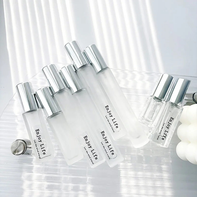 5/10ML kwadratowe butelki z rozpylaczem perfum przenośne grube szklane fiolki próbnik Atomizer pusty podróżny pojemnik na kosmetyki w płynie wielokrotnego napełniania